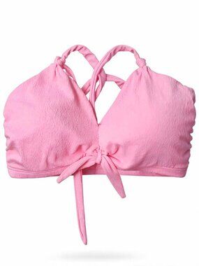 A new day Pink Tie-Front Crisscross Bralette Bikini Top